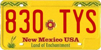 NM license plate 830TYS