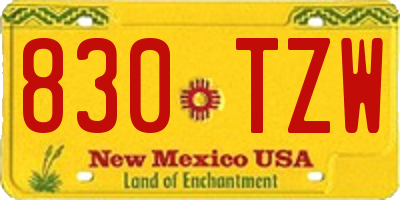 NM license plate 830TZW