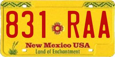 NM license plate 831RAA