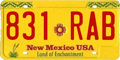 NM license plate 831RAB