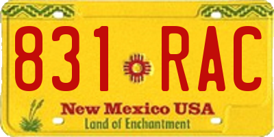 NM license plate 831RAC