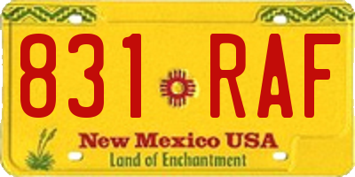 NM license plate 831RAF