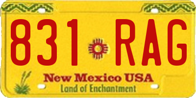 NM license plate 831RAG