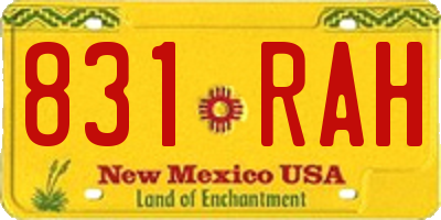 NM license plate 831RAH