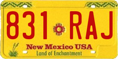 NM license plate 831RAJ