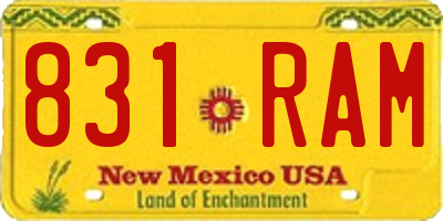 NM license plate 831RAM