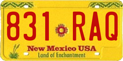 NM license plate 831RAQ