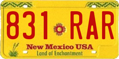 NM license plate 831RAR