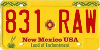 NM license plate 831RAW