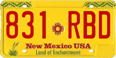 NM license plate 831RBD