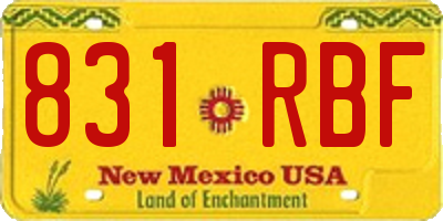 NM license plate 831RBF
