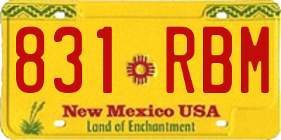 NM license plate 831RBM