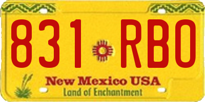 NM license plate 831RBO