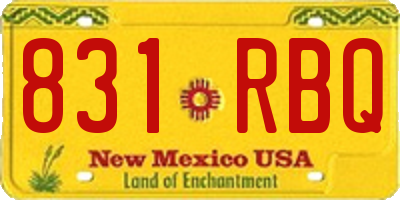 NM license plate 831RBQ