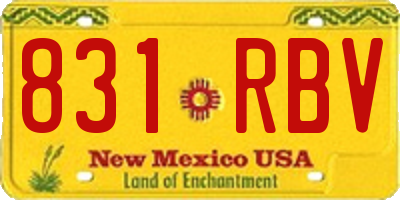 NM license plate 831RBV