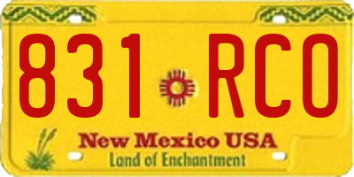 NM license plate 831RCO