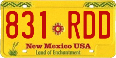 NM license plate 831RDD