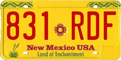 NM license plate 831RDF