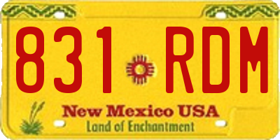 NM license plate 831RDM