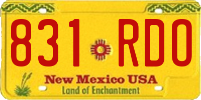 NM license plate 831RDO