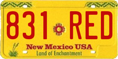 NM license plate 831RED