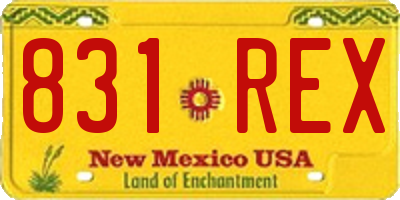 NM license plate 831REX
