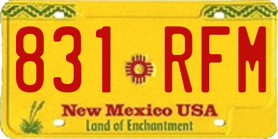 NM license plate 831RFM