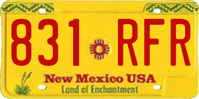 NM license plate 831RFR