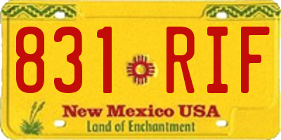 NM license plate 831RIF