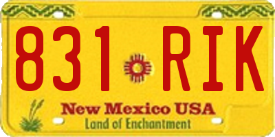 NM license plate 831RIK
