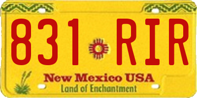 NM license plate 831RIR