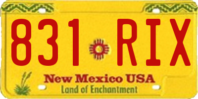 NM license plate 831RIX
