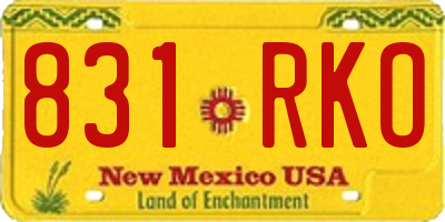 NM license plate 831RKO