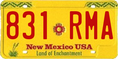 NM license plate 831RMA