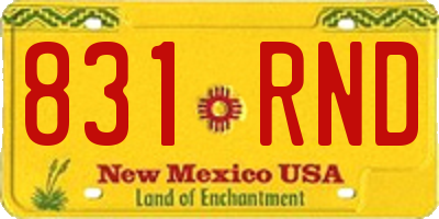 NM license plate 831RND