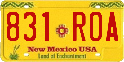 NM license plate 831ROA