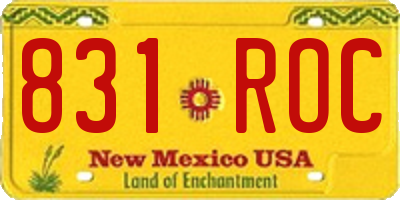 NM license plate 831ROC