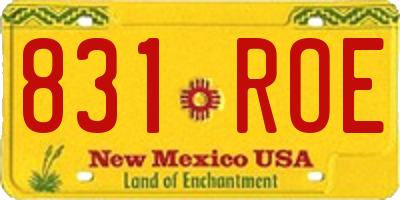 NM license plate 831ROE
