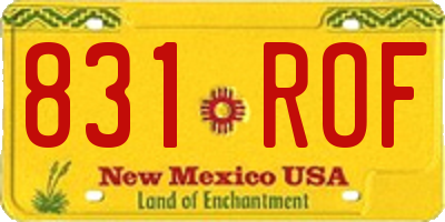 NM license plate 831ROF