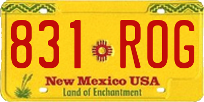 NM license plate 831ROG