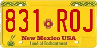 NM license plate 831ROJ