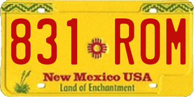NM license plate 831ROM