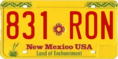NM license plate 831RON