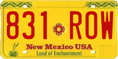 NM license plate 831ROW