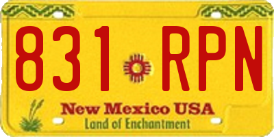 NM license plate 831RPN