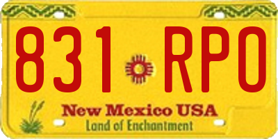 NM license plate 831RPO