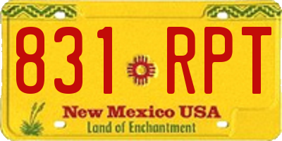 NM license plate 831RPT