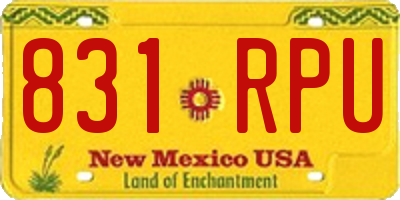 NM license plate 831RPU
