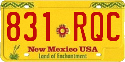 NM license plate 831RQC