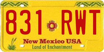 NM license plate 831RWT